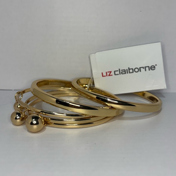 Liz Claiborne Set of 5 Gold-Tone Bangle Bracelets - Picture 4 of 7